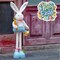 Large Easter Bunny Gnome Plush Decoration - Standing Rabbit Gnome Stuffed w/Retractable Spring Leg(20’’-30’’) Handmade Hold Easter Eggs Basket & Carrot Doll for Home Ornament Farmhouse Decor